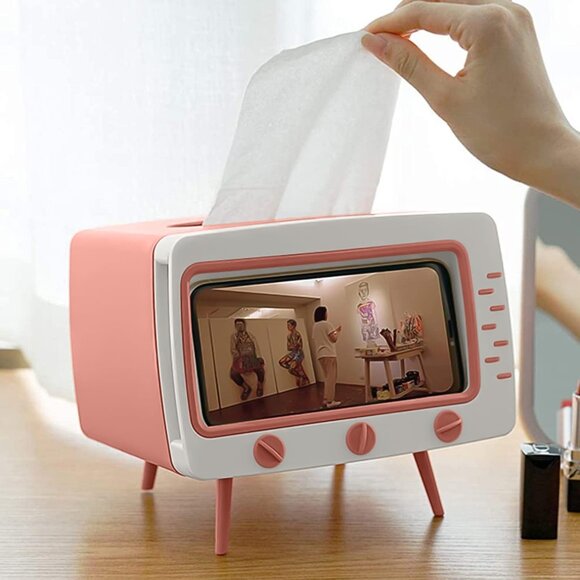SGVAHY Pink & White Tissue Box Cell Phone Holder NWT - Picture 1 of 12